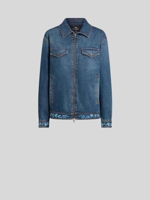 Etro DENIM JACKET WITH EMBROIDERY AND ZIP