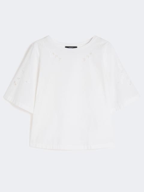 WEEKEND Max Mara Cotton-poplin top with embroideries - WHITE