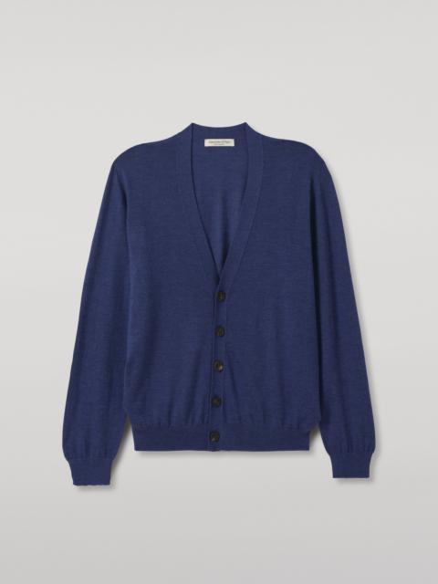 Johnstons of Elgin Forsyth Blue Superfine Cashmere Cardigan
