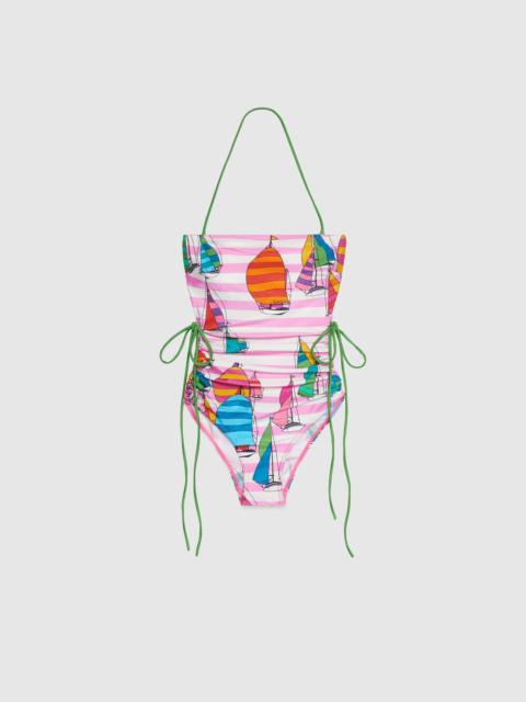 GUCCI Gucci boat print sparkling jersey swimsuit
