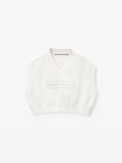 Alexander Wang Logo Embossed Cropped Vest in Soft Chenille