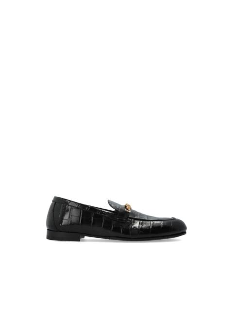 VERSACE chain embossed leather loafers