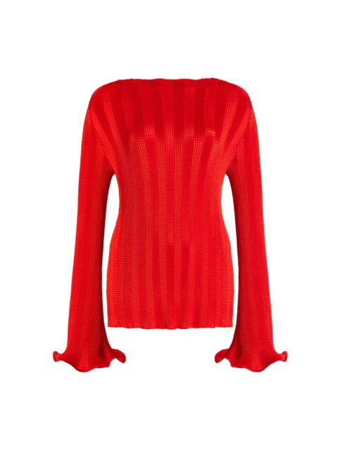 SIMKHAI Carys Crinkled Satin Top red