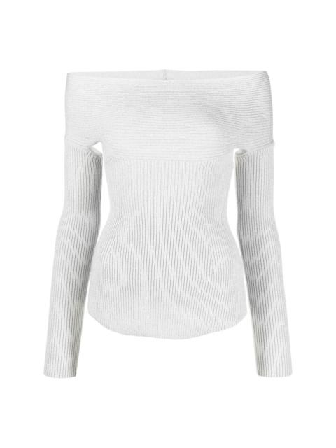 Salma off-shoulder ribbed top