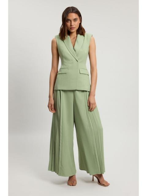 KAREN MILLEN Petite Tailored Crepe Asymmetric Pleat Wide Leg Jumpsuit