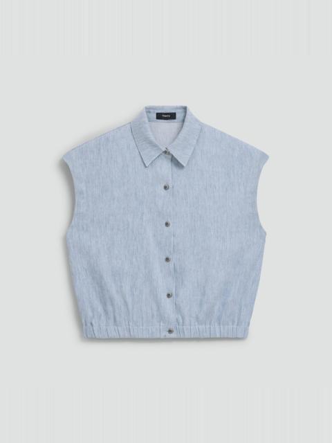 Theory Cap-Sleeve Shirt in Fluid Linen