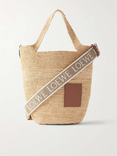 Loewe + Paula's Ibiza Slit Mini Leather-Trimmed Raffia Tote Bag