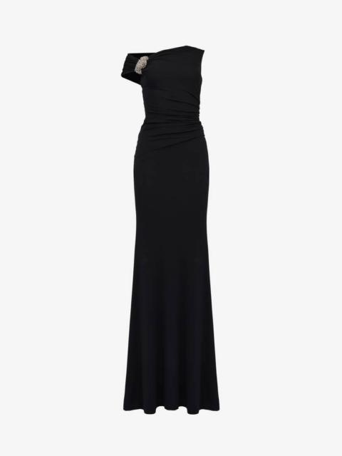 Alexander McQueen Women's Asymmetric Crystal Knot Evening Dress in Black
