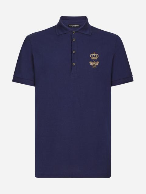 Dolce & Gabbana Cotton piqué polo-shirt with embroidery