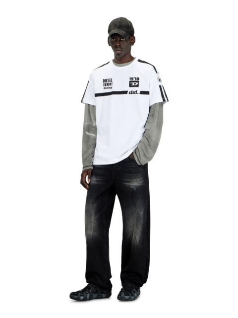 Diesel COTTON T-SHIRT WITH CONTRAST GRAPHIC PRINTS