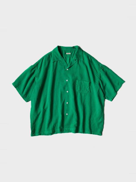 Soft Linen Open Collar BIG Shirt - Green