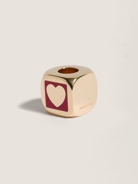 Miu Miu Enameled metal dice charm with heart