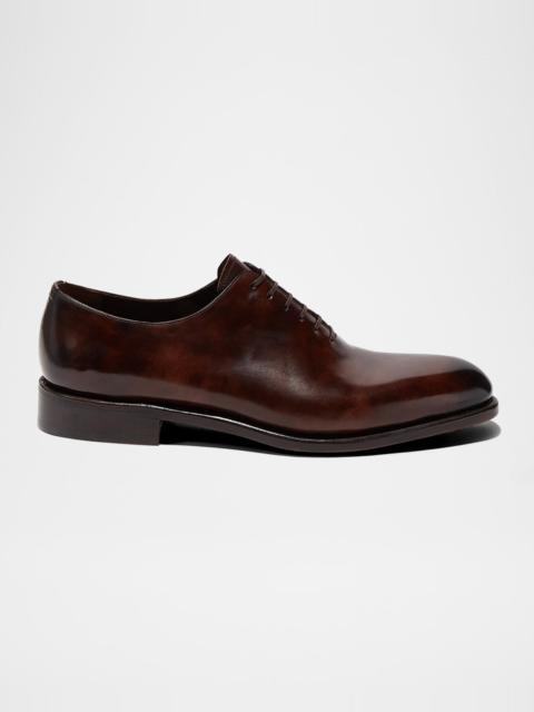 FERRAGAMO Men's Angiolo Tramezza Whole-Cut Leather Lace-Up Shoes
