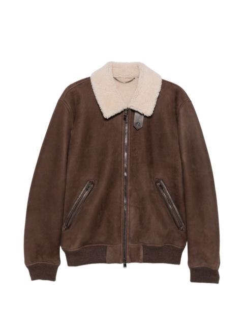 Canali shearling-collar suede jacket