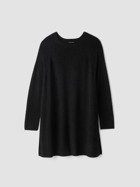 EILEEN FISHER Superfine Merino Crew Neck Long Top in Regenerative Wool