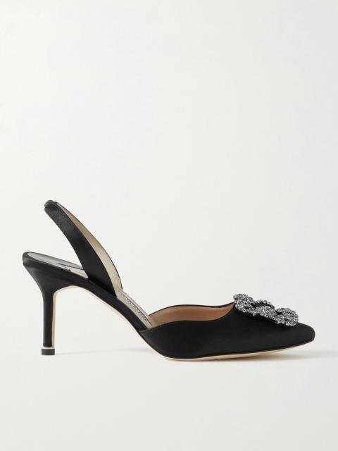 Manolo Blahnik Hangisli 70 Embellished Satin Slingback Pumps