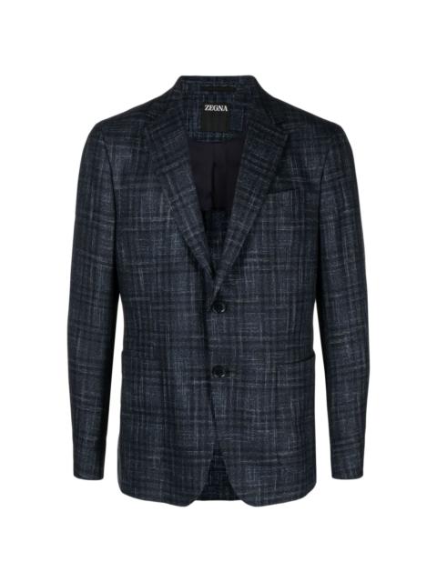 check-print single-breast blazer