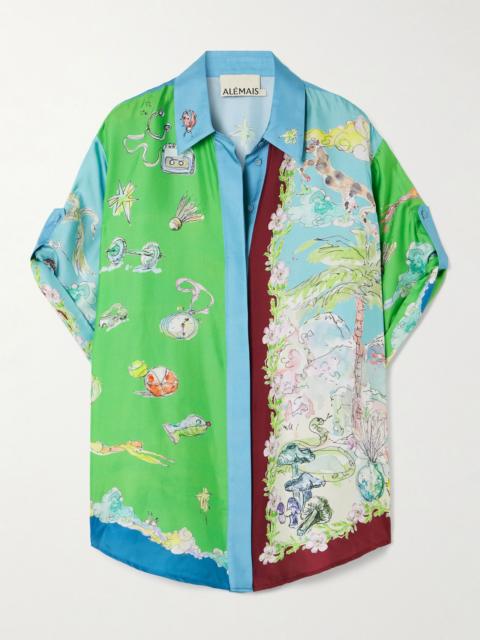 ALÉMAIS + Anouk Colantoni Daria printed silk-twill shirt Green