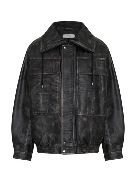 ONE TEASPOON Atlas Utility Leather Jacket - Worn Black