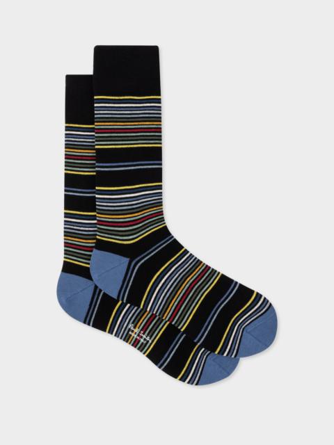 Black and Blue Multi-Stripe Socks