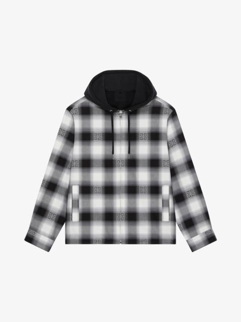 HOODED OVERSHIRT IN 4G CHECKED FLANNEL