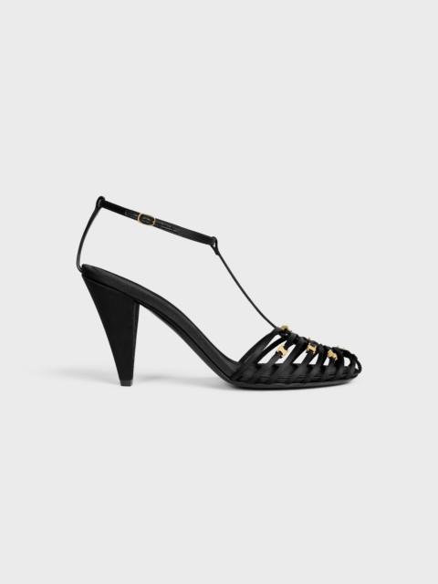 CELINE CAGE HEELED SANDAL IN Satin