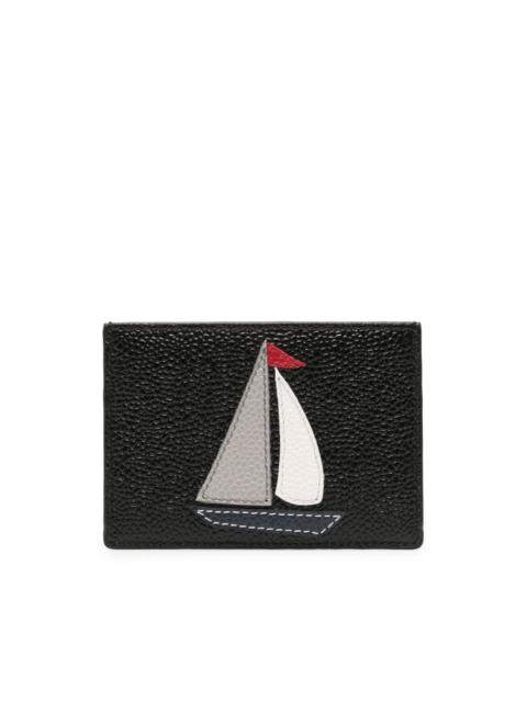 boat-motif patch leather wallet