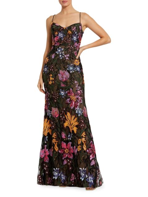 MAC DUGGAL Women's Embellished Floral Lace Sweetheart Gown - Black Multi