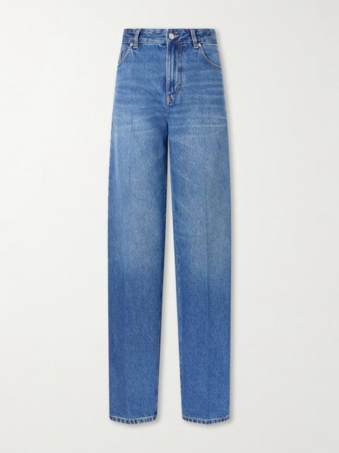 Victoria Beckham Leather-trimmed High-waist Wide-leg Jeans