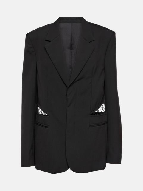Dion Lee Lace-trimmed cutout wool blazer