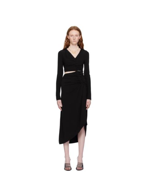 Off-White Black Ruched Midi Dress