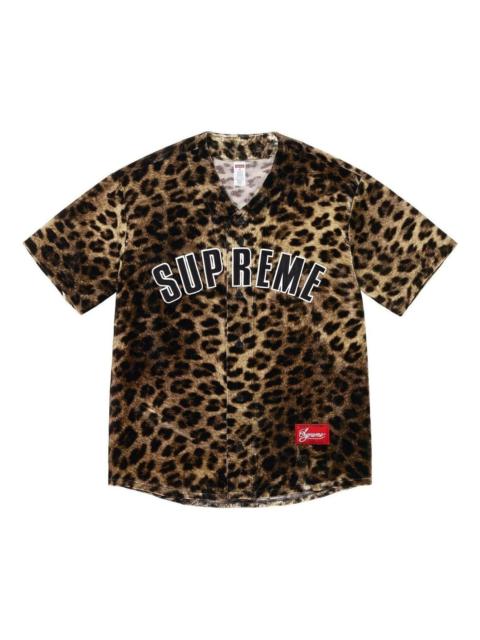 Supreme Supreme Velvet Baseball Jersey 'Leopard' SS25KN69-LEOPARD