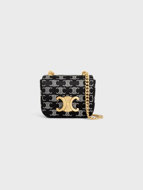 CELINE MINI CHAIN CLAUDE in SATIN WITH TRIOMPHE STRASS