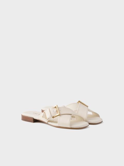 Prada Leather crisscross slides with buckle