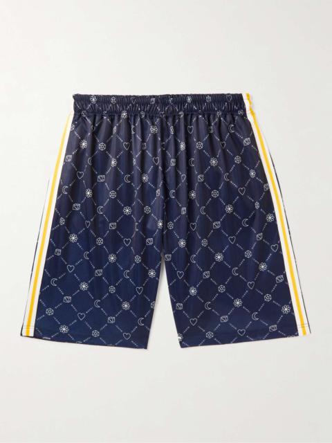Marni Wide-Leg Striped Logo-Print Jersey Drawstring Shorts