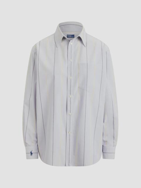 Polo Ralph Lauren Women's Oversized Stripe Cotton Button-Front Shirt - Light Blue Cream