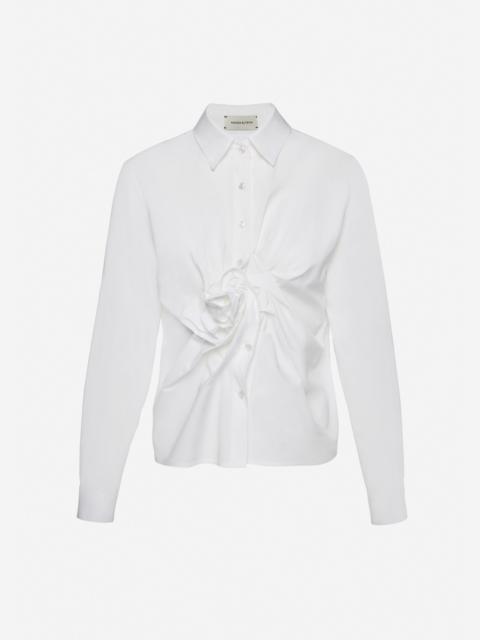 MAGDA BUTRYM Floral-draped shirt in white