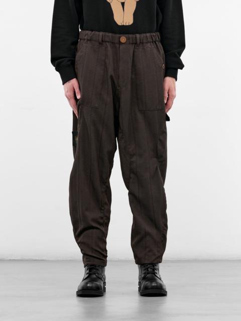 UNDERCOVER Brown Herringbone Elasticated Relaxed Trousers