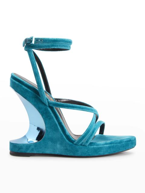 TOM FORD Velvet Ankle-Strap Wedge Sandals