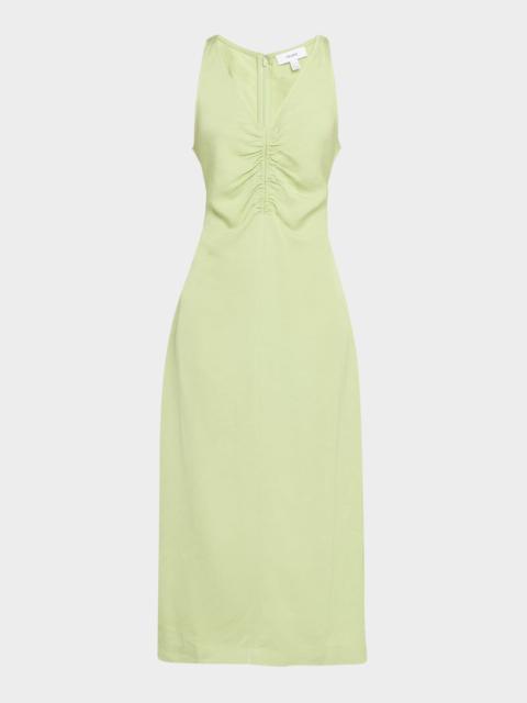 REISS Pari Sleeveless Ruched Midi Dress