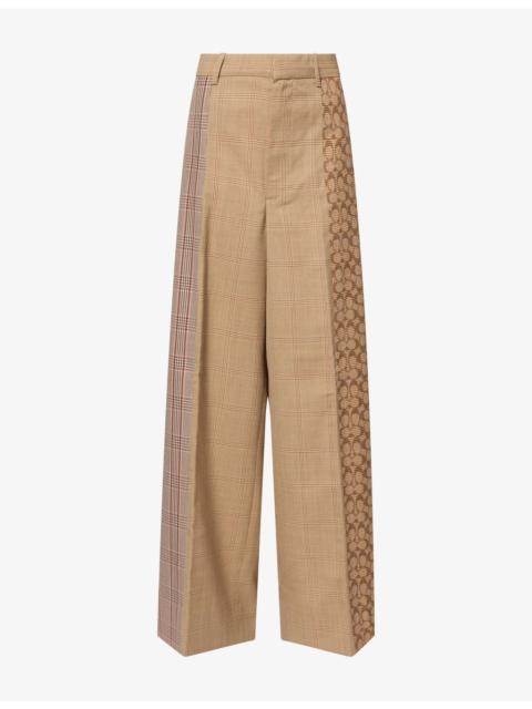 COACH Monogram-Pattern Wide-Leg Wool-Blend Trousers