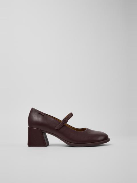 CAMPER Kora Burgundy Leather Moccasins for Women.