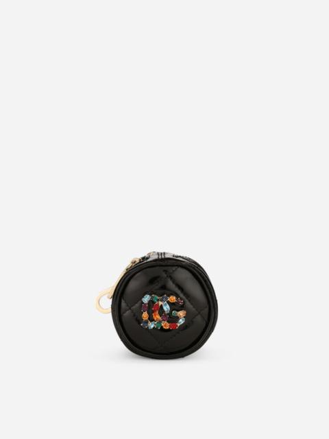Dolce & Gabbana Patent leather coin pocket and rhinestone-detailed DG logo