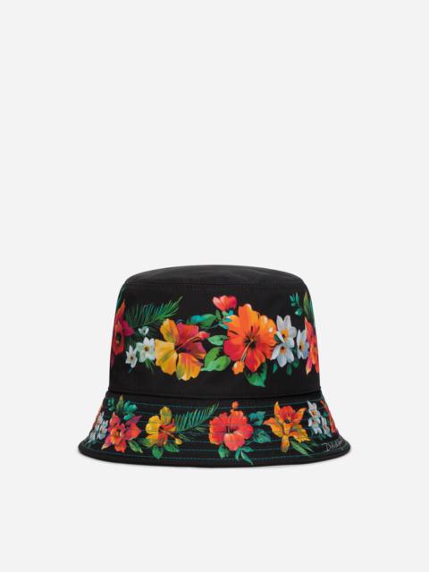 Dolce & Gabbana Nylon bucket hat with Hawaiian print