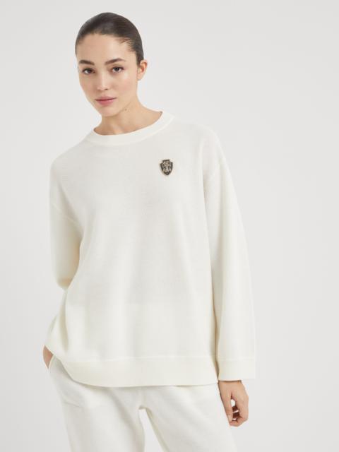 Cashmere honeycomb stitch sweater with logo