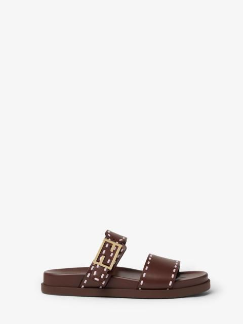 FENDI Fendi Feel Dark brown leather slides