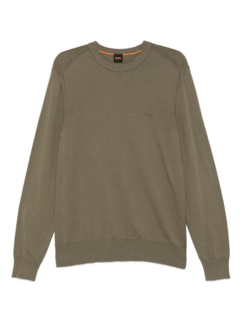 BOSS logo-embroidered crew-neck jumper