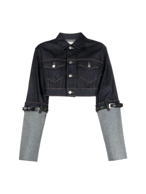 COPERNI contrast-sleeve cropped denim jacket | REVERSIBLE