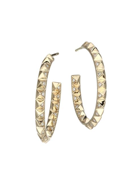 SYDNEY EVAN Women's 14K Yellow Gold & Diamond Medium Pyramid Hoop Earrings - Gold