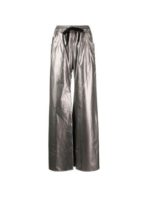 metallic-finish drawstring trousers